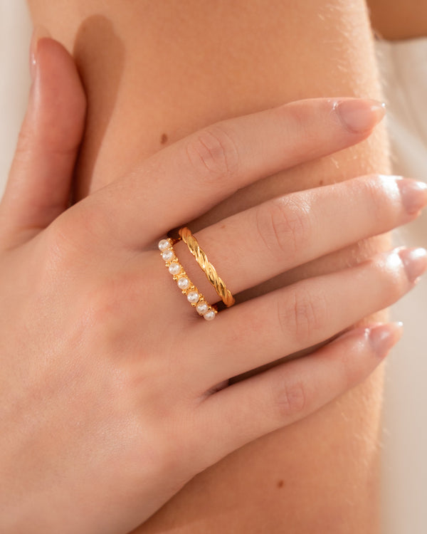 Anillo Multiperlas Doble