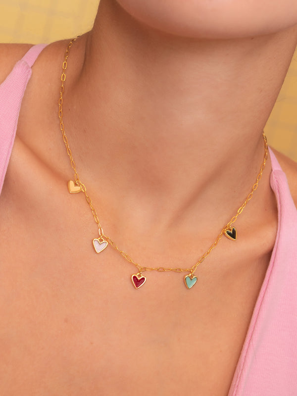 Cadena Multi Corazones + Aretes