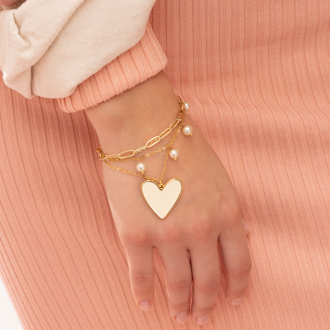 Pulsera corazón con perlas + aretes